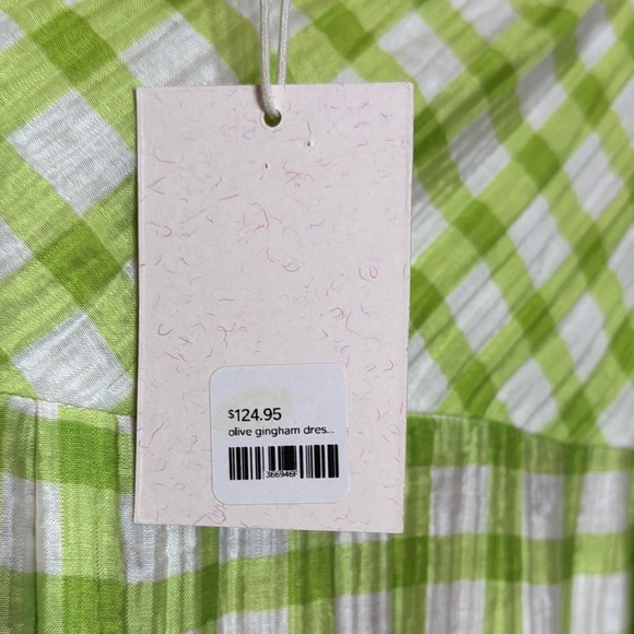 54. FRNCH Paris Olive Gingham Belted Shirt Dress with Pockets – XS - Picture 7 of 9